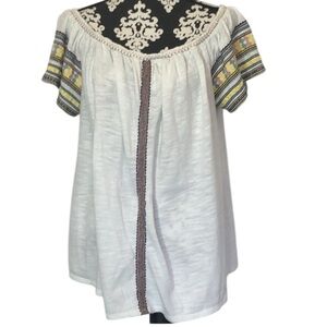 Boho tribal handmade style embroidery shirt flowy and lightweight super soft